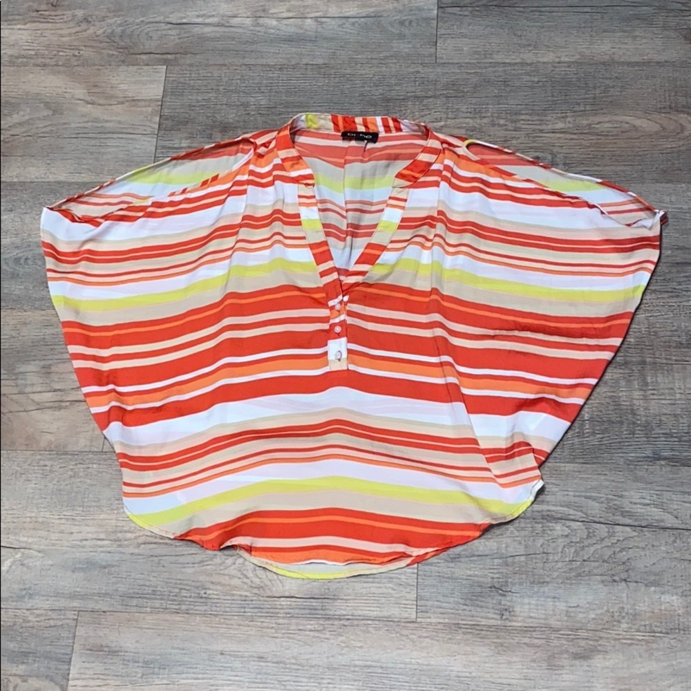 Bebe Cold Shoulder Colorful Striped Top Size XS - Picture 1 of 5